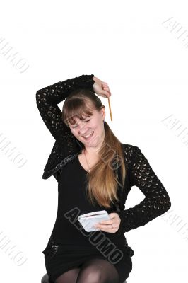 girl with pencil