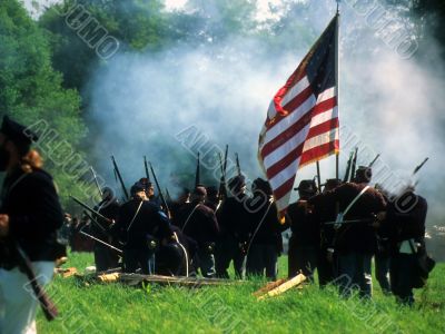 Union line preparing to fire,