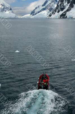 Polar landing boat, in bay