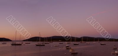 Sunset panorama, Boats at anchor