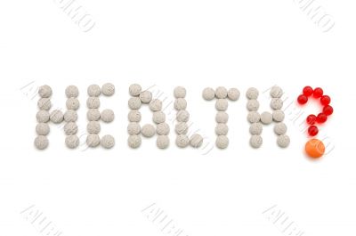 Tablet inscription `HEALTH?`.