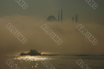 mosque in mist