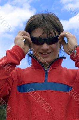 European teenager in red sport pullover