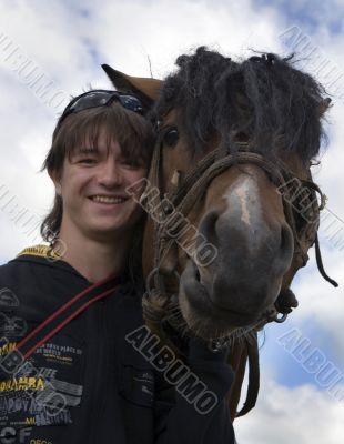Horse and teenager
