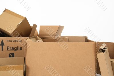 Closeup of cardboard boxes