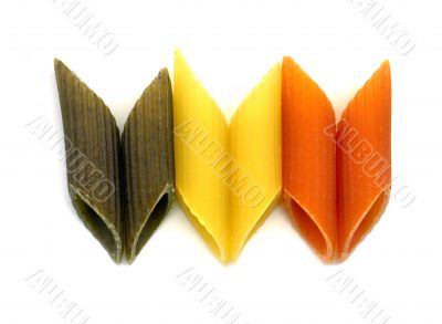three colours penne italian pasta