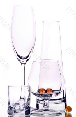 Marbles and wineglasses