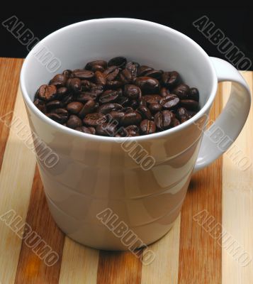 coffee beans on a cup