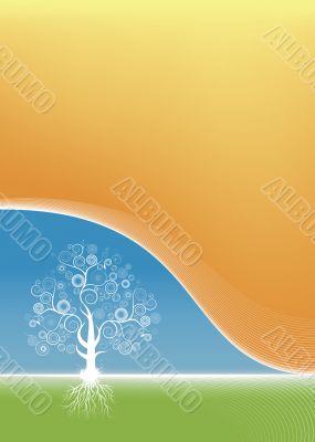 Spring and summer cheery background in grunge spiral style