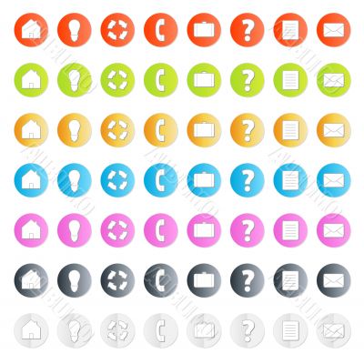 Modern business icon set with shadows