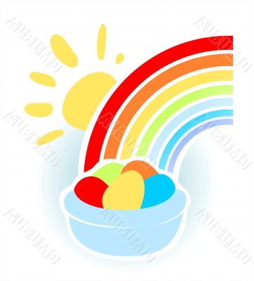 rainbow and easter eggs