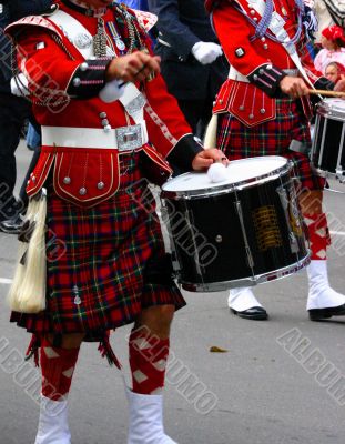 Kilted drummer in marching band