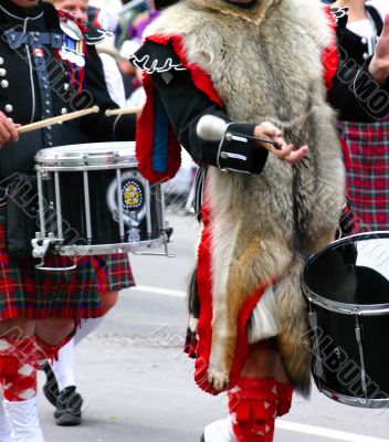 Kilted drummer in marching band