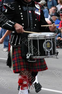Kilted drummer in marching band