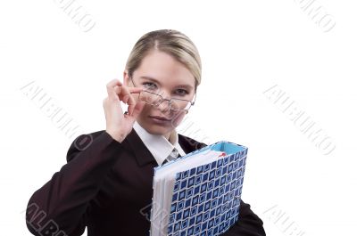 Portrait of the business woman with a folder