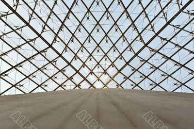 Glass dome of a pyramid in the Louvre