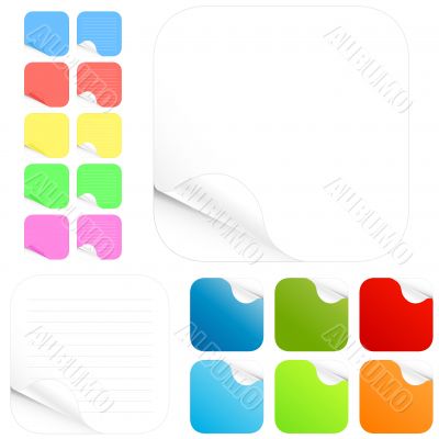 Blank stickers and paper pads in different colors