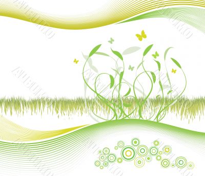 Beautiful floral background with modern lined art