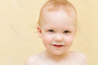 Happy baby face close-up