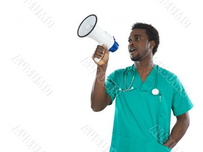 Young doctor whit megaphone