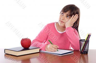 adorable girl studying