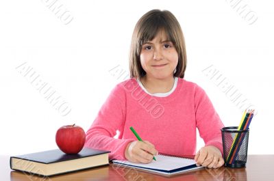 adorable girl studying