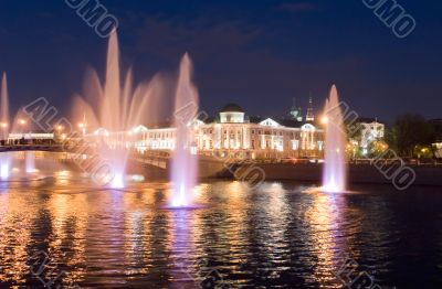 Night City River Fountains