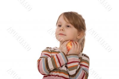 The child with an apple