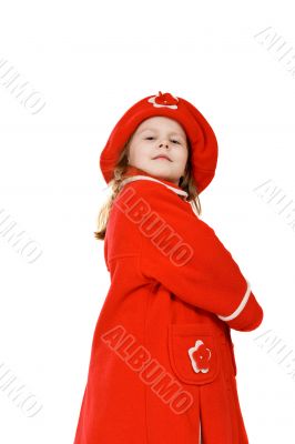 The little girl in a red coat