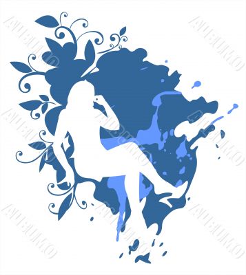 Woman on a blue background