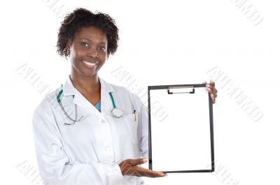 Woman doctor whit clipboard