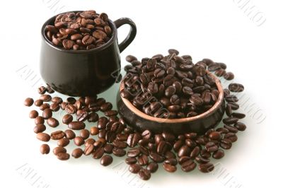 Coffee beans in a cup