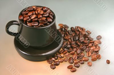 Coffee beans in a cup