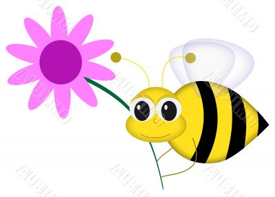 Happy Bee with Flower