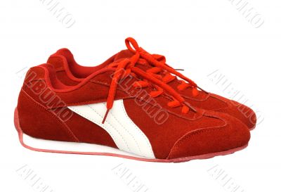 red sport shoes