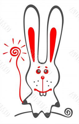 white amusing rabbit