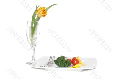 Vegetables and tulip