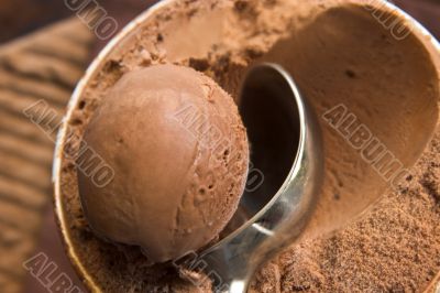 chocolate ice cream and scoop