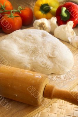 pizza dough and ingredients