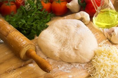 pizza dough and ingredients