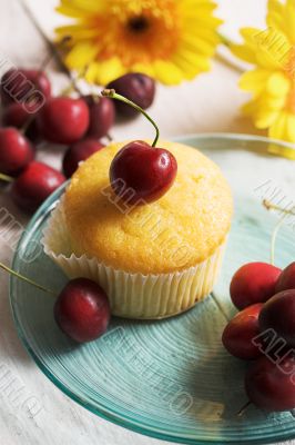 cherries and muffin