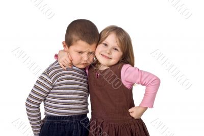 The girl embraces the boy