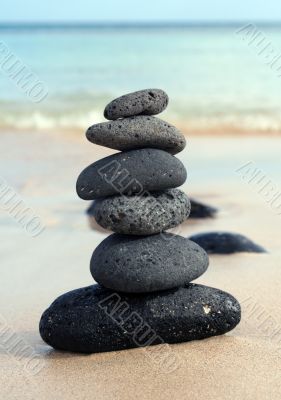 volcanic pebbles in the beach