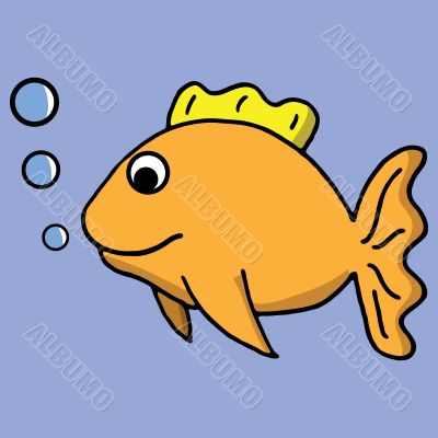Cartoon fish with bubbles