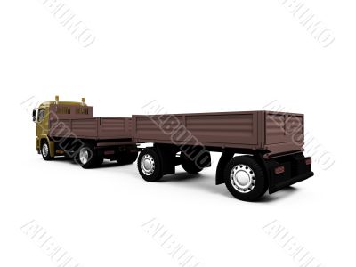 long dump truck on white background