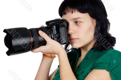 Woman holding a photo camera