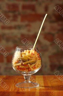 Macaroni in cognac glass