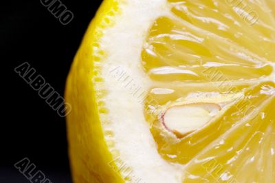 Macro close-up of fresh cut lemon