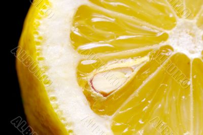 Macro close-up of fresh cut lemon