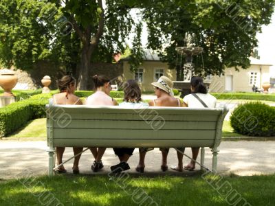 Five women on the bench